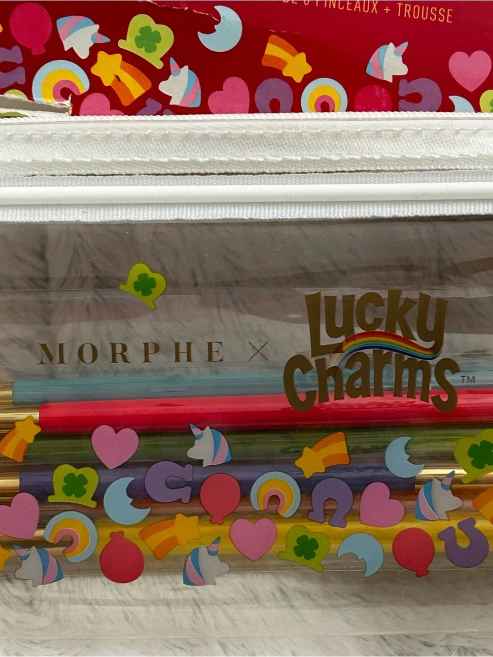 Morphe x Lucky Charms Colorful Brush Set with Clear Charm Pouch